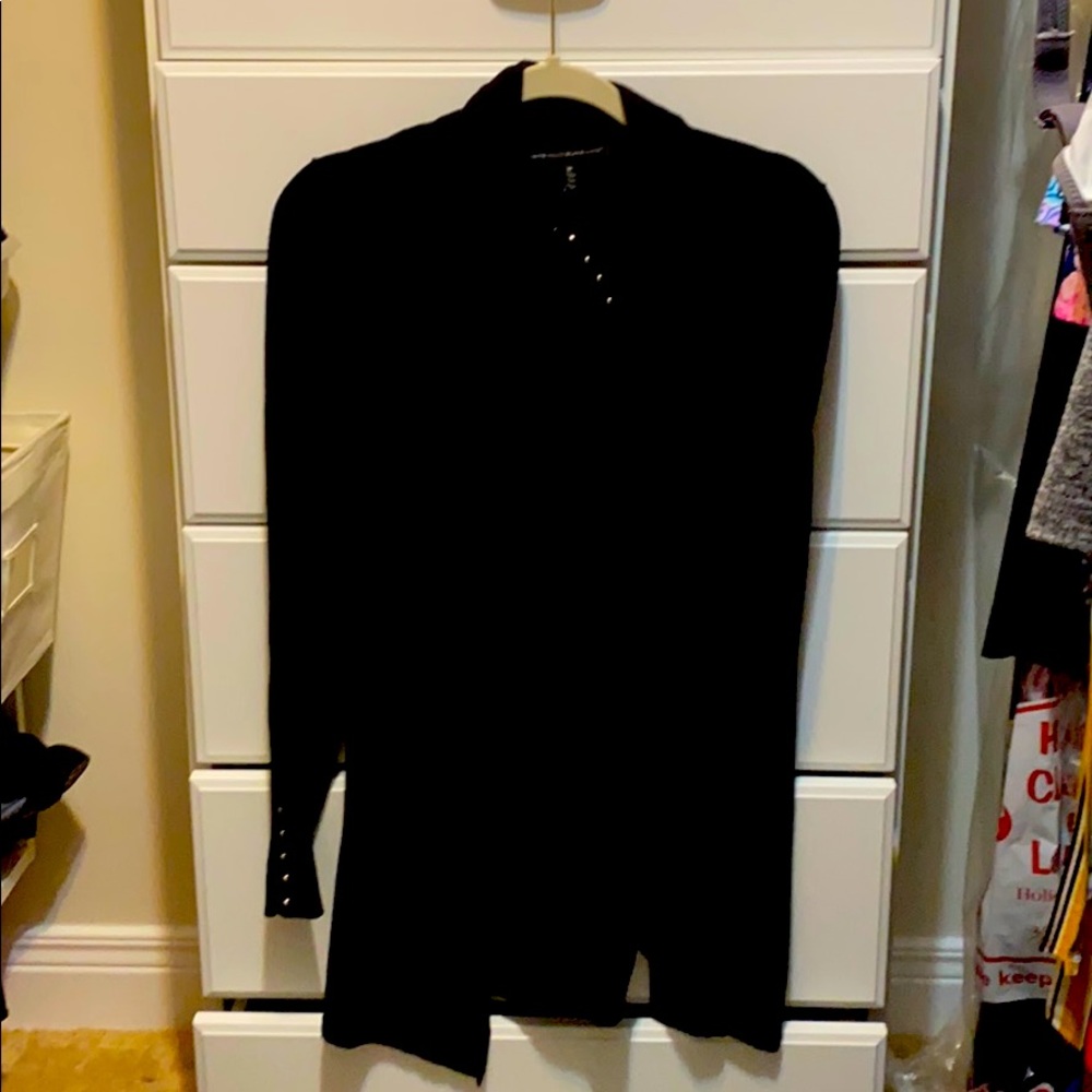 High low black sweater with 5 studs on sleeves.